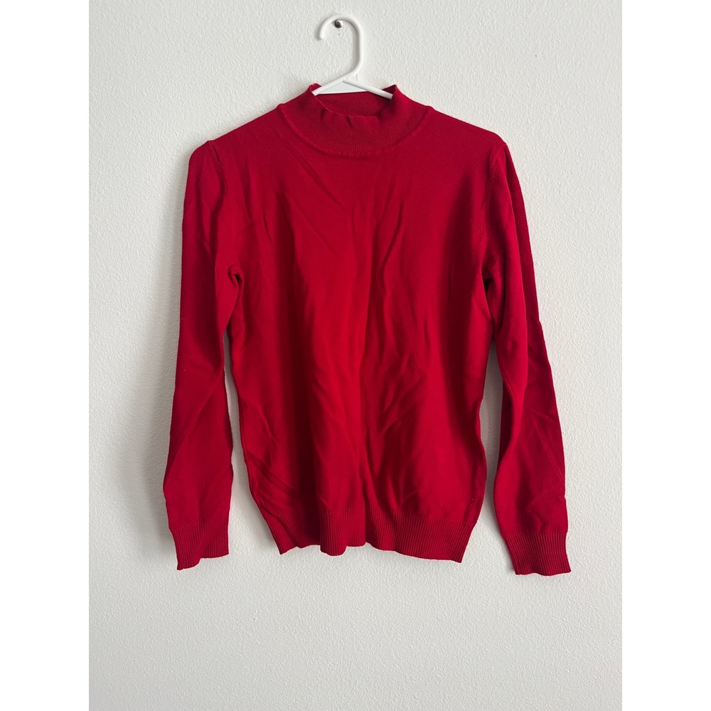 Cielo Red Mock Neck Knit Sweater Long Sleeve Pullover Womens Large